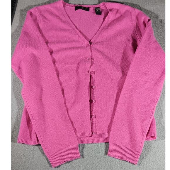 Valerie Stevens 2-Ply Cashmere Cardigan Women’s M Pink Luxe Knit Button-Up - Picture 1 of 8